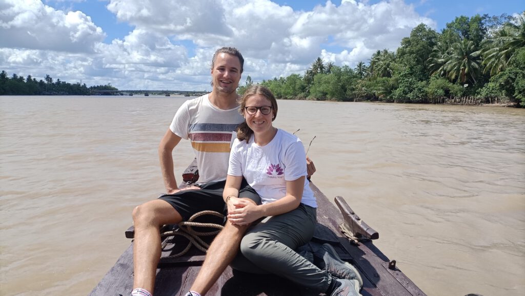 Felix und ich auf dem Mekong